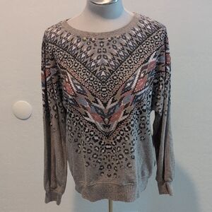 Democracy Women's Animal Print Sweater - Gray and Pink